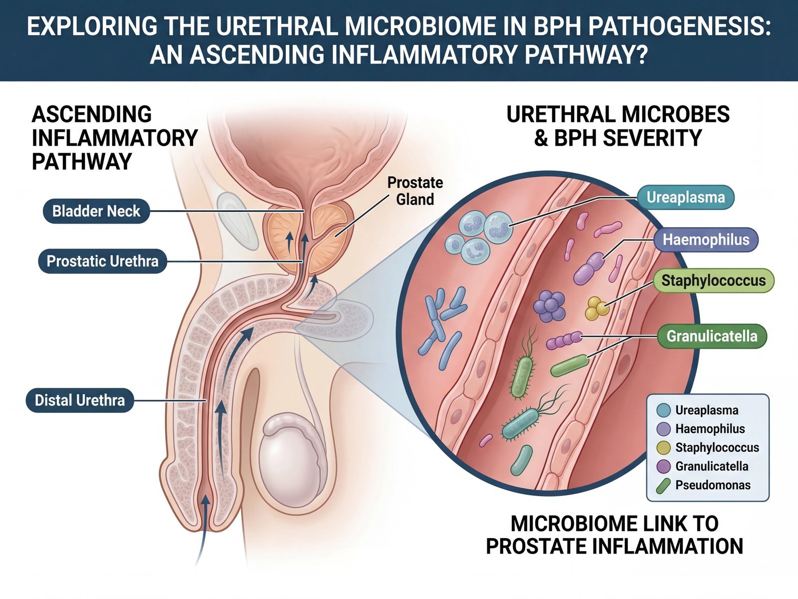 Infographic for: They Named the Bacteria: Recent Study Links Specific Urethral Microbes to BPH Severity