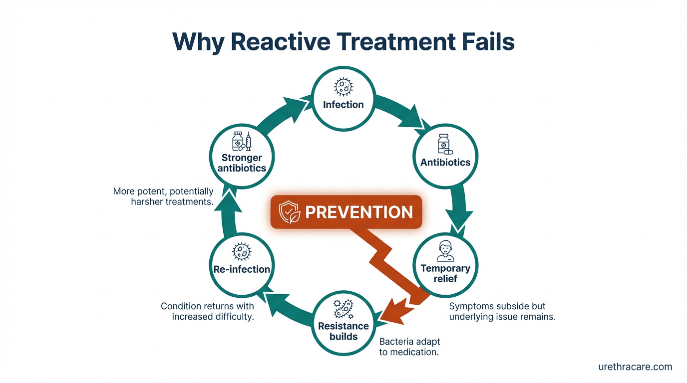Infographic for: Why Treating UTIs After They Start Is a Losing Battle
